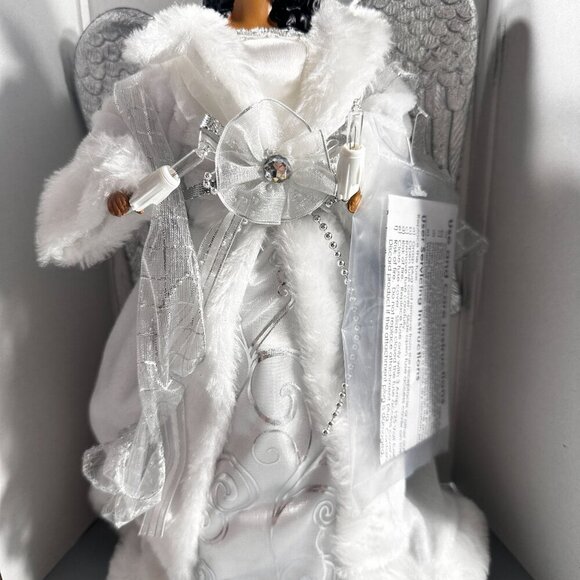 Ashland Christmas Angel Lighted Tree Topper Silver Wings White Gown Cord - Picture 8 of 16